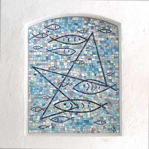 fresque murale en mosaique